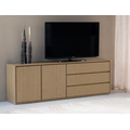 123kast  Dressoir Sidney - 220x45x80H cm -  strak design - licht eiken - 2 greeploze deuren - 3 greeploze lades