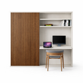 123kast Tv bureau kast San Antonio - 290x40x240H cm - eiken schuifdeur - uitschuif werkblad - push to open deuren - strakke afwerking