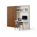 123kast Tv bureau kast San Antonio - 290x40x240H cm - eiken schuifdeur - uitschuif werkblad - push to open deuren - strakke afwerking