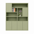 123kast  Vakkenkast Pamploma - 200x35x235H cm - 4cm plank dikte - strak design - greeploze deuren in bovenkast - open vakken - push to open deuren