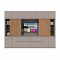 123kast  TV Vakkenkast/tv-kast Winterberg - 400x40x240H cm - cinewall - tv vak - met schuifdeuren - 12 push to open deuren - 4 greeploze soft close lades - strak design - demontabel - 3cm plankdikte