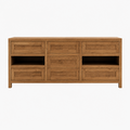 123kast   Dressoir - 220 x 50 x 80H cm - Robuust kleur eiken - 7 lades - 2 open vakken