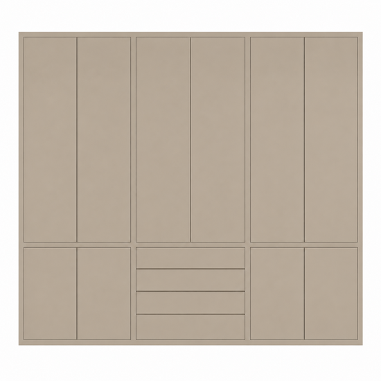 123kast  Kleding Bermuda - 300x60x240H cm - 4 push to open lades - push to open deuren - 5 cm plankdikte - strakke afwerking