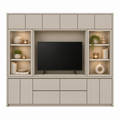 123kast  TV vakkenkast Gerlos - 325x40x240H cm - glazen schuifdeuren - push to open deuren - soft close lades - strak design