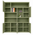 123kast  Vakkenkast Pamploma - 200x35x235H cm - 4cm plank dikte - strak design - greeploze deuren in bovenkast - open vakken - push to open deuren