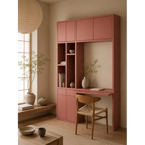 123kast  Bureau vakkenkast Chauny 02 - 160x40x250H cm - push to open deuren - push to open lades - 4cm plank dikte - strakke afwerking