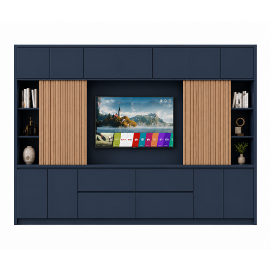 123kast Showmodel TV Vakkenkast/tv-kast Winterberg - 400x40x240H cm - Ral 5008
