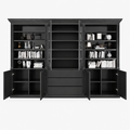123kast  Boekenkast Amalfi  - 320x40x220H cm - verstelbare planken - vitrinedeuren - 4 push to open deuren - 3 greeploze lades