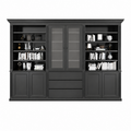 123kast  Boekenkast Amalfi  - 320x40x220H cm - verstelbare planken - vitrinedeuren - 4 push to open deuren - 3 greeploze lades