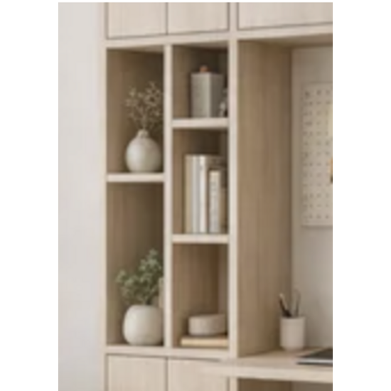 123kast Maatwerk Chauny 02 - 149x40x250H cm - bureaublad 89cm - uitsteken van blad 30 cm - extra plankje - Ral 8004