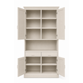 123kast Opbergkast Tenby - 150x35x160H - 4 dichte push to open deuren met sierlijke lijst op deuren - 2 push to open lades