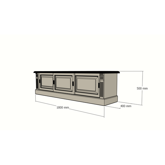 123kast Antwerpen tv dressoir 02 180cm - 3 schuifdeuren - eiken bovenblad