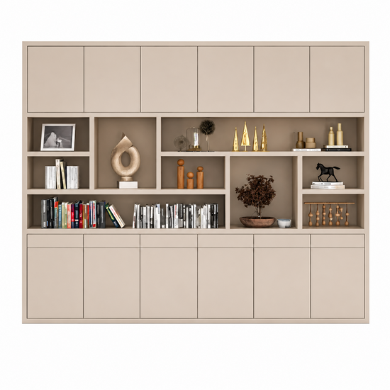 123kast  Vakkenkast Lanzarote 02 - 300x40x260H cm - push to open deuren - push to open lades - strakke afwerking