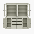 123kast  Buffetkast Foggia 04 - 220x48x225H cm - 4 vitrinedeuren - 6 soft close lades - 2 dichte deuren - landelijke/klassieke sierlijst