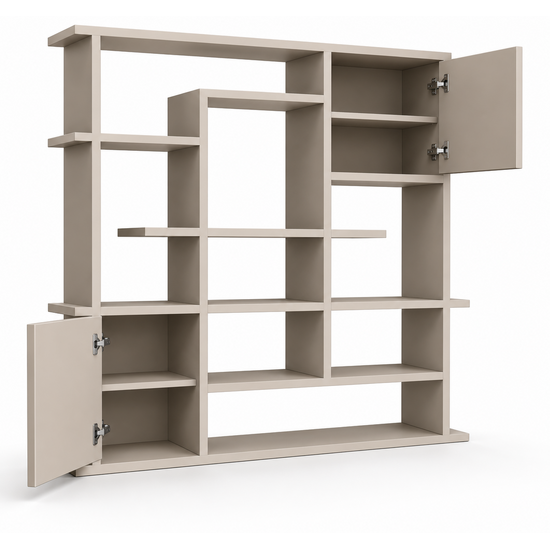 123kast  Open vakkenkast Evora 03 - 250x40x240H cm - strakke afwerking - push to open deuren - 5cm plank dikte