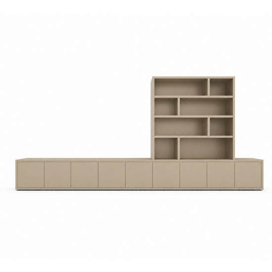123kast  Tv dressoir met vakkenkast Sassari - 540x40x65/240H cm - push to open deuren - open vakken - strak design