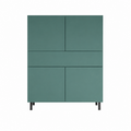 123kast  Opbergkast Piana - 112x42x162H cm - op stalen zwarte poten - 1 push to open lade - 4 push to open deuren