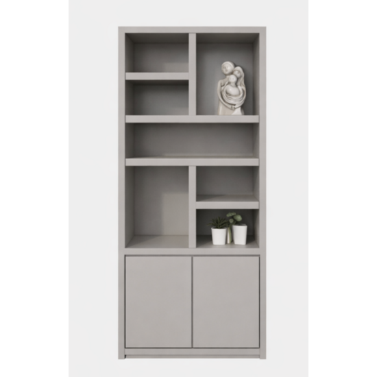 123kast  Vakkenkast Manhattan 02 - 100x40x240H cm - strak design - 2 greeploze push to open deuren - open vakken - 5cm plank dikte
