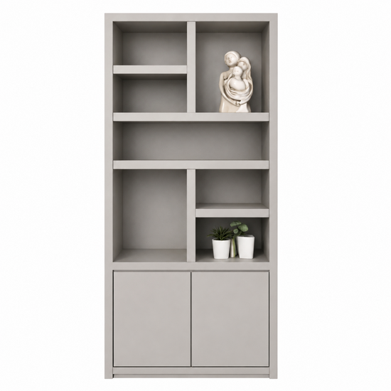 123kast  Vakkenkast Manhattan 02 - 100x40x240H cm - strak design - 2 greeploze push to open deuren - open vakken - 5cm plank dikte