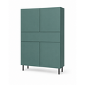 123kast  Opbergkast Piana - 112x42x162H cm - op stalen zwarte poten - 1 push to open lade - 4 push to open deuren