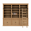 123kast  Boekenkast Melena del Sur - 300x43x240H cm -  eiken - met stang en ladder - 15 planken - 3 uitschuif planken - 6 dichte scharnierdeuren - verstelbare planken