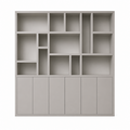 123kast  Vakkenkast Madrid - 280x40x240H cm - 5cm plank dikte - strak design - 6 greeploze push to open deuren - open vakken
