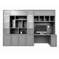 123kast  Vakkenkast / Bureau Luxemburg - 400x50/70x250H cm - vakkenkast met inbouw bureau - met vitrinedeuren - met dichte klepdeuren -