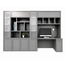 123kast  Vakkenkast / Bureau Luxemburg - 400x50/70x250H cm - vakkenkast met inbouw bureau - met vitrinedeuren - met dichte klepdeuren -
