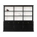 123kast  Buffetkast Miami Beach - 220x53x218H cm - 3 vitrine schuifdeuren - 3 lades - 3 dichte schuifdeuren - glazen zijkanten