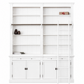 123kast  Boekenkast Melena del Sur - 200x40x240H cm - met stang en ladder - 10 planken - 2 uitschuifbare planken - 4 dichte scharnierdeuren - verstelbare planken
