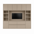 123kast  TV vakkenkast Biarritz - 260x40x220H cm - tv vak - cinewall - push to open deuren - greeploze soft close lades - open vakken - strak design - 5cm plank en frame dikte