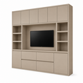 123kast  TV vakkenkast Biarritz - 260x40x220H cm - tv vak - cinewall - push to open deuren - greeploze soft close lades - open vakken - strak design - 5cm plank en frame dikte