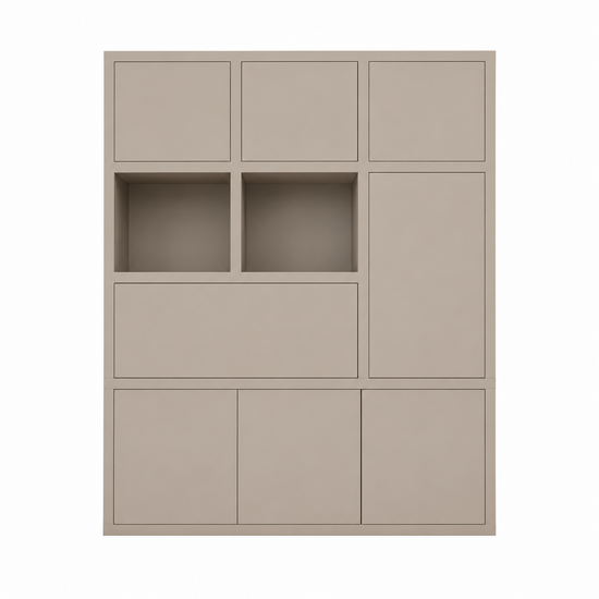 123kast  Vakkenkast Bonaire - 180x40x220H cm - push to open deuren - klep deur - open vakken - 5cm plank dikte - strakke afwerking