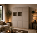 123kast  Vakkenkast Bonaire - 180x40x220H cm - push to open deuren - klep deur - open vakken - 5cm plank dikte - strakke afwerking