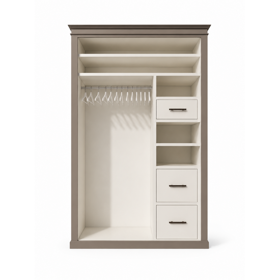 123kast  Kledingkast Teramo - 160x60x240H cm - 3 deuren - ophang roede - 3 lades - leg planken
