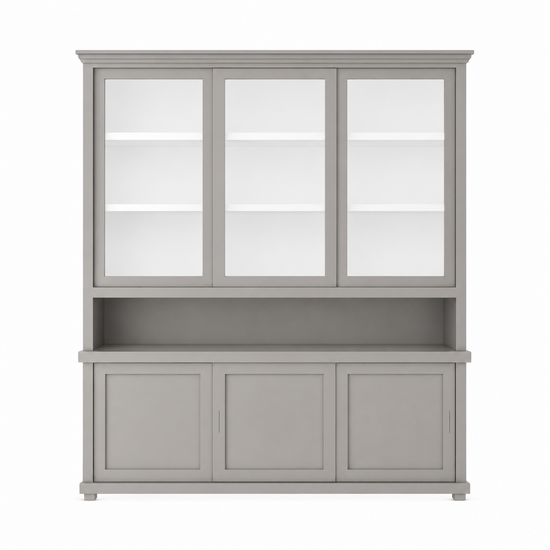 123kast  Buffetkast Tavira - 190x47x220H cm - schuifdeuren - deels van glas - open vak - op pootjes