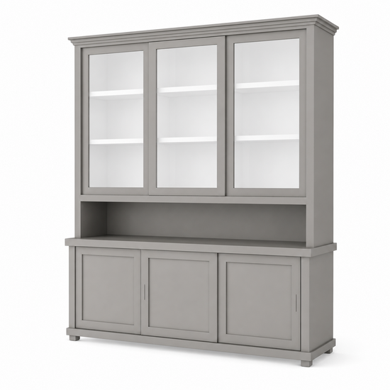 123kast  Buffetkast Tavira - 190x47x220H cm - schuifdeuren - deels van glas - open vak - op pootjes