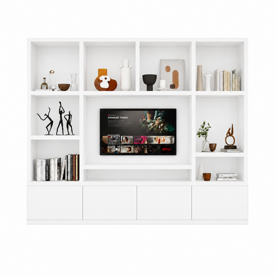 123kast showmodel  tv vakkenkast Jose - 300x40x240H cm - RAL 9016