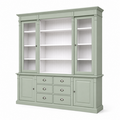 123kast  Buffet/Boekenkast Edinburgh - 225x50x230H cm - 2 vitrine deuren - open vak - 2 dichte deuren - 6 soft close lades - verstelbare planken - landelijke afwerking