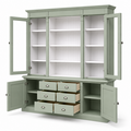 123kast  Buffet/Boekenkast Edinburgh - 225x50x230H cm - 2 vitrine deuren - open vak - 2 dichte deuren - 6 soft close lades - verstelbare planken - landelijke afwerking