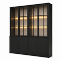 123kast  Buffet/vitrinekast Gibraltar - 240x50x225H cm - stalen deuren - standaard ZONDER verlichting