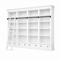 123kast  Brighton library - boekenkast - 330x40x240H cm - demontabel - met stang en ladder  - 16 verstelbare planken - 4 soft close lades