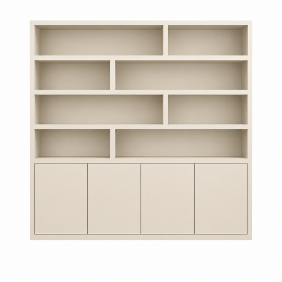 123kast  Vakkenkast Flachau 03 - 220x35x220H cm - 4 push to open deuren - 8 open vakken