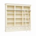 123kast  Boekenkast Brighton Library - 250x40x240H cm - demontabel - met stang en ladder - 12 verstelbare planken - 3 soft close lades