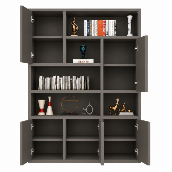 123kast  Vakkenkast Bendigo - 152x45x235H cm - 5 push to open deuren - 5 open vakken - 4cm plank dikte