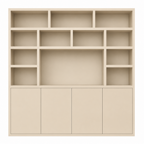 123kast  TV-Vakkenkast Flachau 04 - 220x35x220H cm - 4 push to open deuren - 11 open vakken