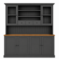 123kast  Buffetkast Sintra - 210x50/30x220H cm - vitrine deuren en dichte deuren - lades - eiken middenblad
