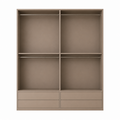 123kast Kledingkast Kiso - 200x60x240H cm - 3 cm frame dikte - 4 lades - 4 glazen deuren - 4 kleding roedes