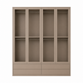 123kast Kledingkast Kiso - 200x60x240H cm - 3 cm frame dikte - 4 lades - 4 glazen deuren - 4 kleding roedes