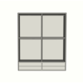 123kast Kledingkast Kiso - 200x60x240H cm - 3 cm frame dikte - 4 lades - 4 glazen deuren - 4 kleding roedes